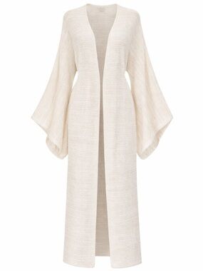 EMCI Cream Knit Duster Cardigan Boho Kimono OS